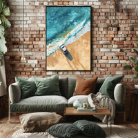 Adventure Awaits: Modern Beach Scene Travel Poster PosterGoat