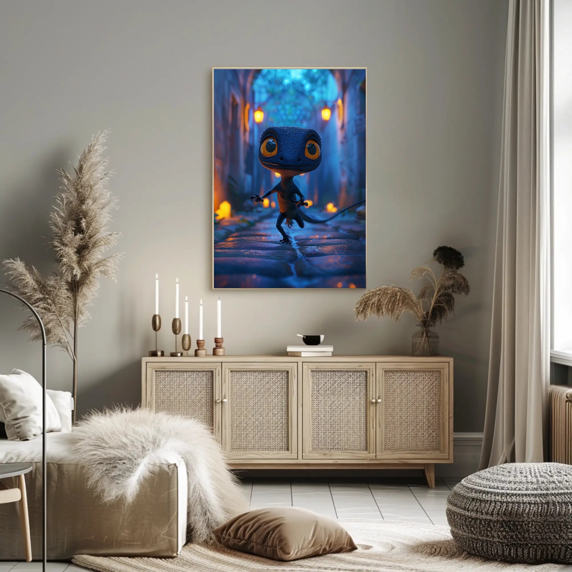 Adventurous Lizard Stroll Fantasy or Mythology Poster PosterGoat