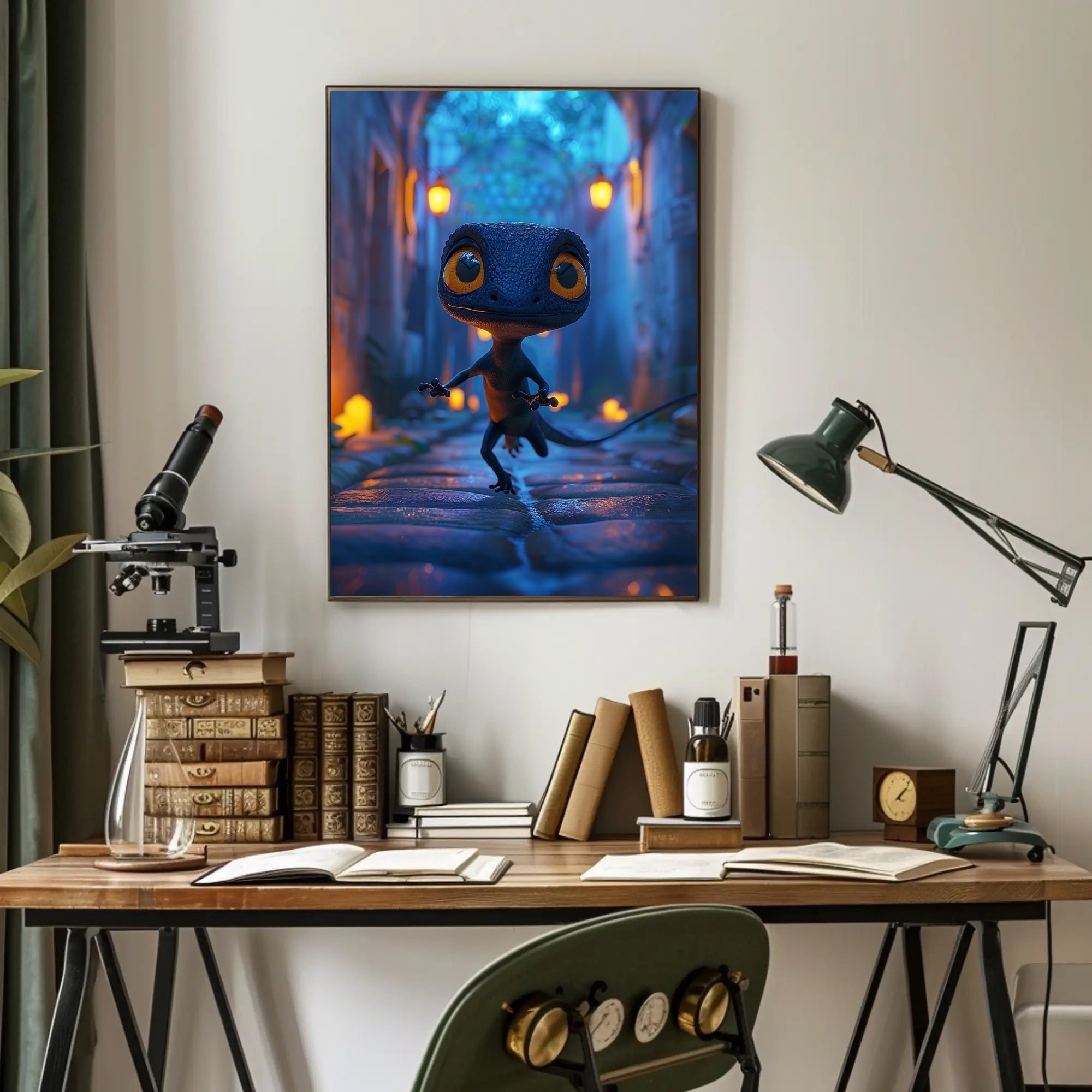 Adventurous Lizard Stroll Fantasy or Mythology Poster PosterGoat