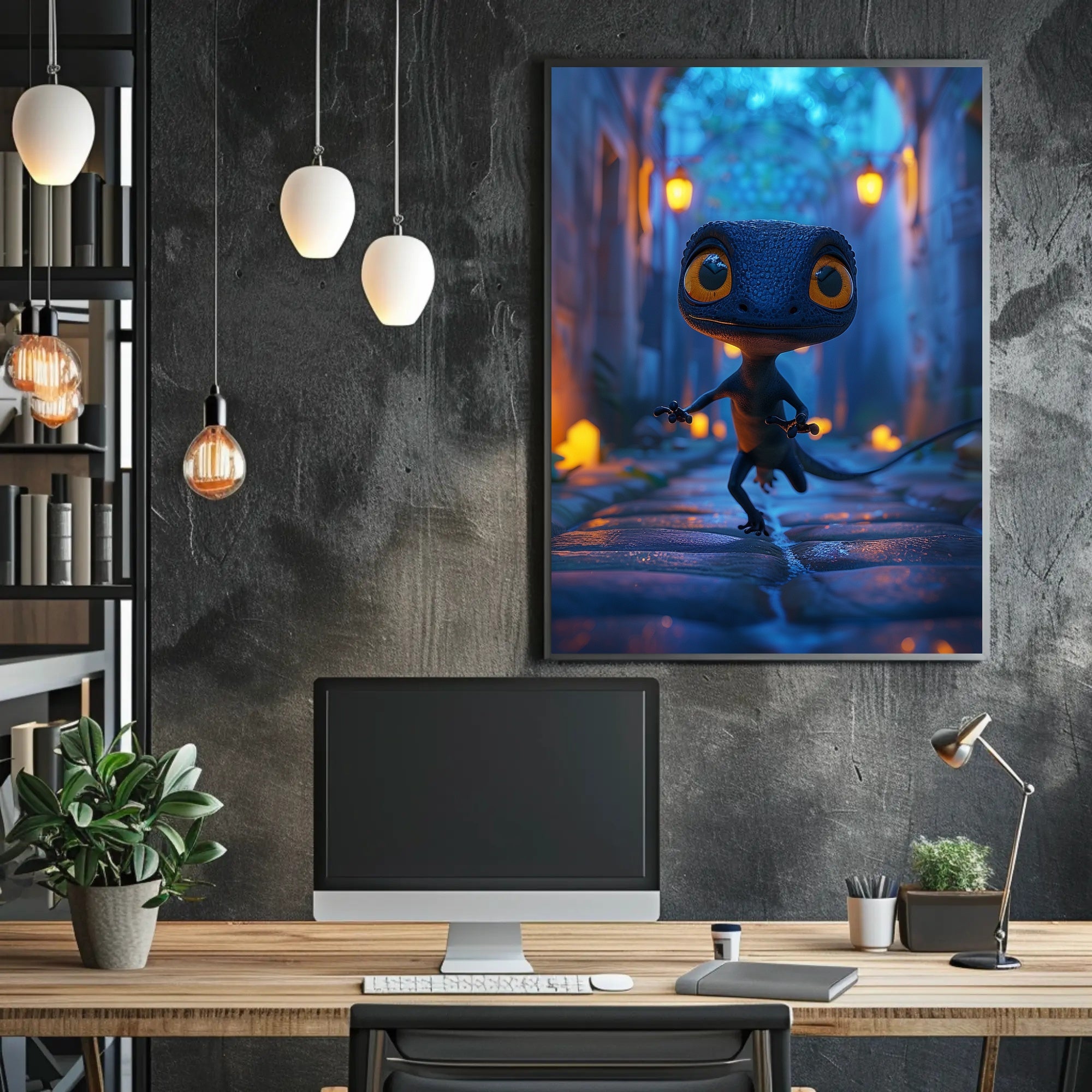 Adventurous Lizard Stroll Fantasy or Mythology Poster PosterGoat