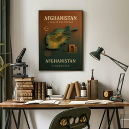 Afghanistan Heritage Map Art: Cultural or Heritage Poster PosterGoat