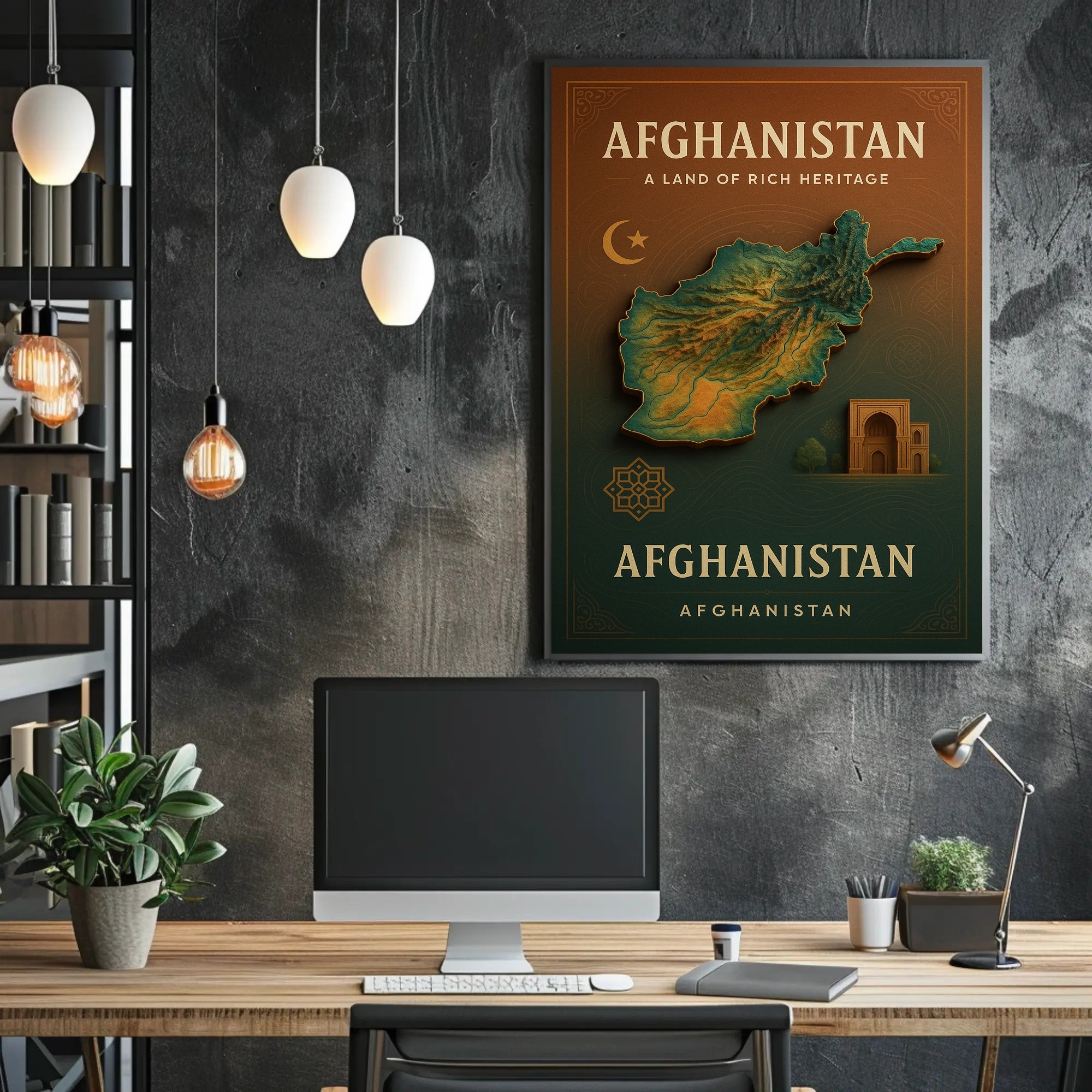 Afghanistan Heritage Map Art: Cultural or Heritage Poster PosterGoat
