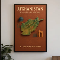 Afghanistan Heritage Map Vintage Style Cultural or Heritage Poster PosterGoat
