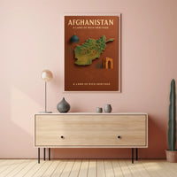 Afghanistan Heritage Map Vintage Style Cultural or Heritage Poster PosterGoat