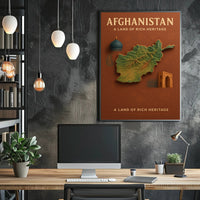 Afghanistan Heritage Map Vintage Style Cultural or Heritage Poster PosterGoat