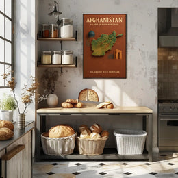 Afghanistan Heritage Map Vintage Style Cultural or Heritage Poster PosterGoat