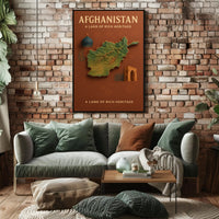 Afghanistan Heritage Map Vintage Style Cultural or Heritage Poster PosterGoat