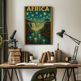 Africa's Majestic Night Waterfall Travel Poster PosterGoat