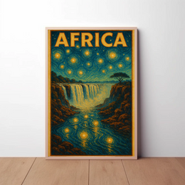 Africa's Majestic Night Waterfall Travel Poster PosterGoat