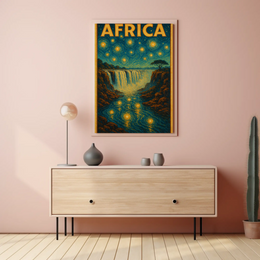 Africa's Majestic Night Waterfall Travel Poster PosterGoat