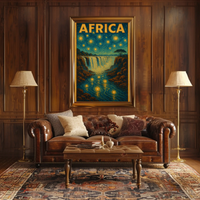 Africa's Majestic Night Waterfall Travel Poster PosterGoat