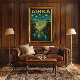 Africa's Majestic Night Waterfall Travel Poster PosterGoat