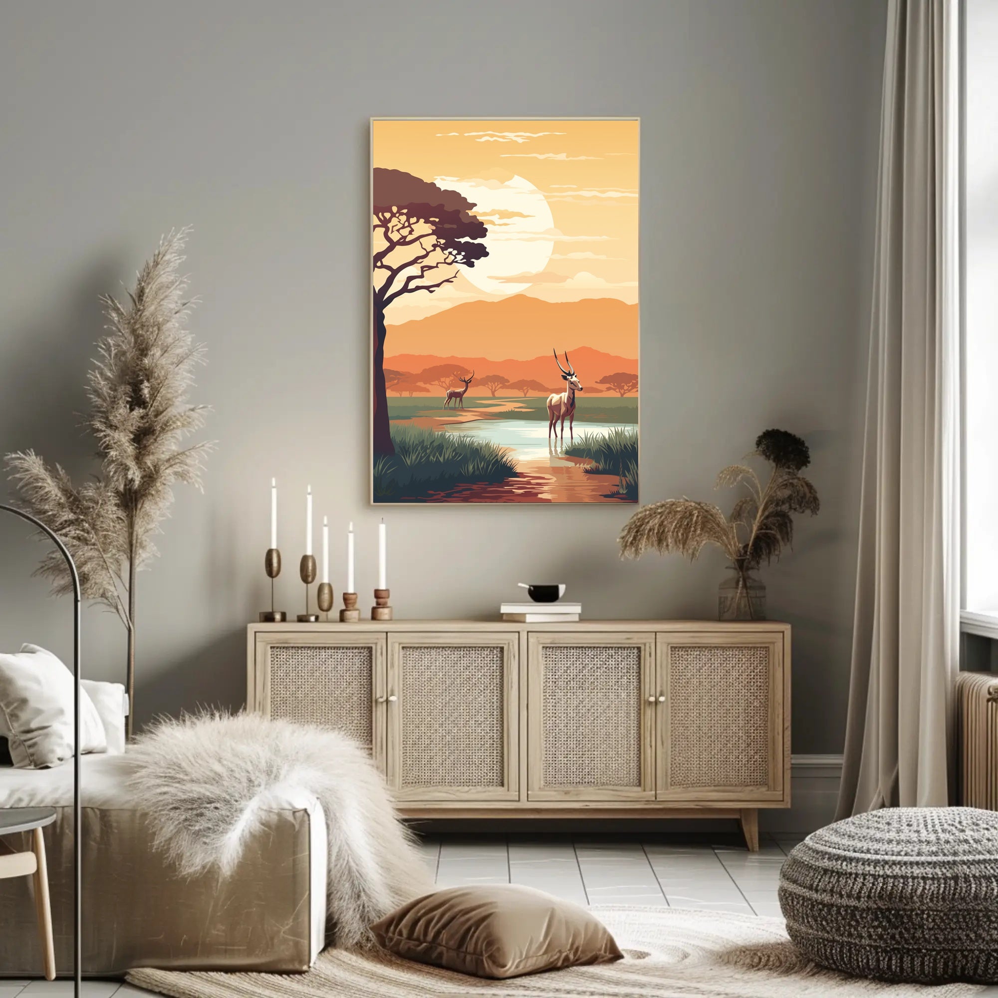 African Antelope at Sunset Animal Poster PosterGoat