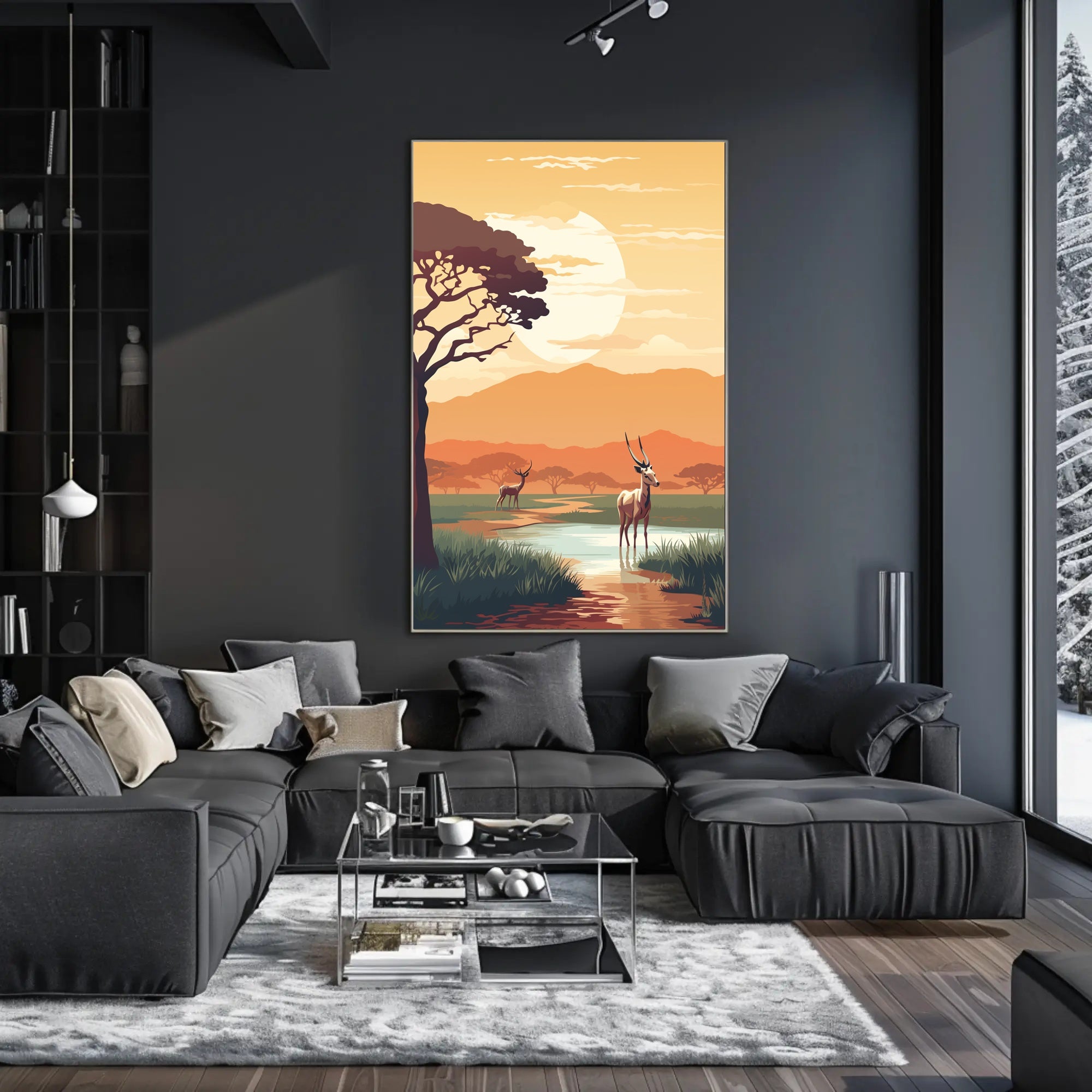 African Antelope at Sunset Animal Poster PosterGoat