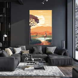 African Antelope at Sunset Animal Poster PosterGoat