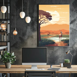 African Antelope at Sunset Animal Poster PosterGoat