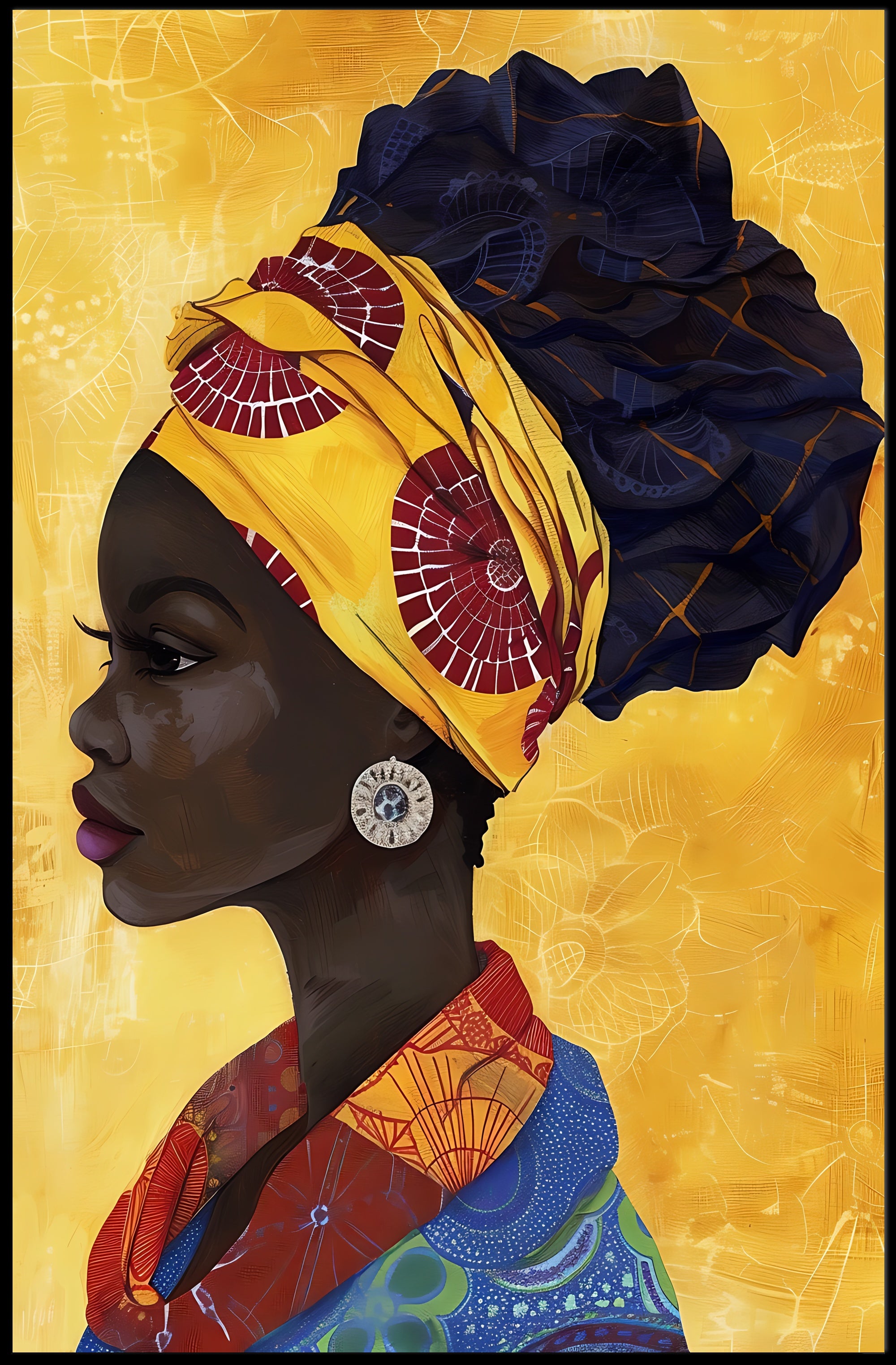 African Elegance in Vibrant Attire Cultural or Heritage Poster PosterGoat