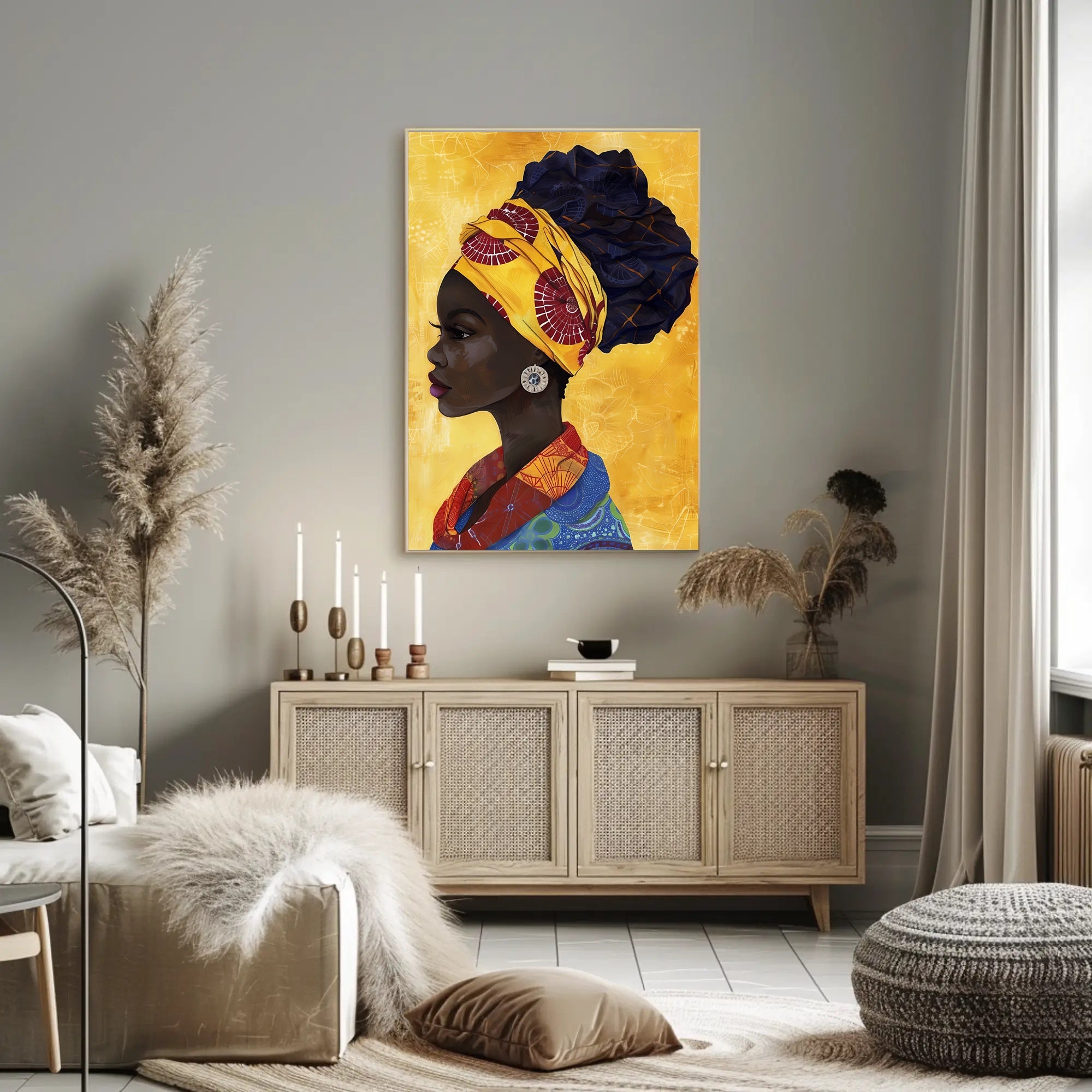 African Elegance in Vibrant Attire Cultural or Heritage Poster PosterGoat