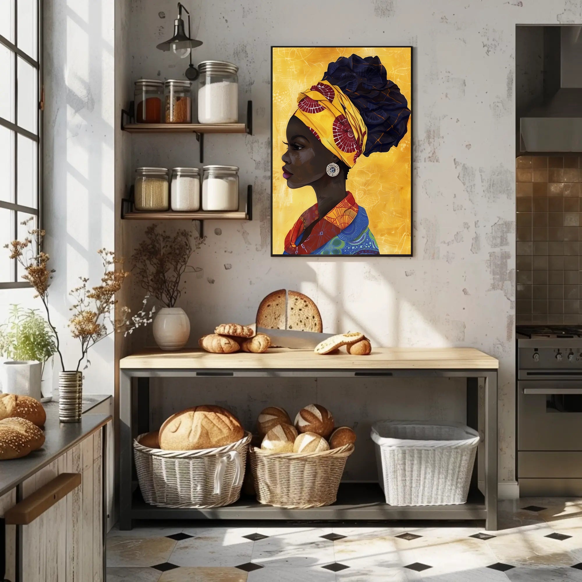 African Elegance in Vibrant Attire Cultural or Heritage Poster PosterGoat