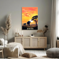 African Elephants at Sunset Travel Poster PosterGoat