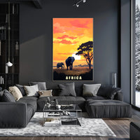 African Elephants at Sunset Travel Poster PosterGoat