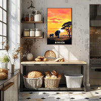 African Elephants at Sunset Travel Poster PosterGoat