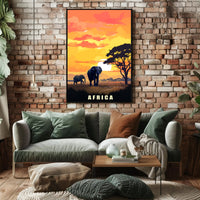 African Elephants at Sunset Travel Poster PosterGoat
