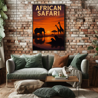African Safari Sunset Adventure Animal Poster PosterGoat
