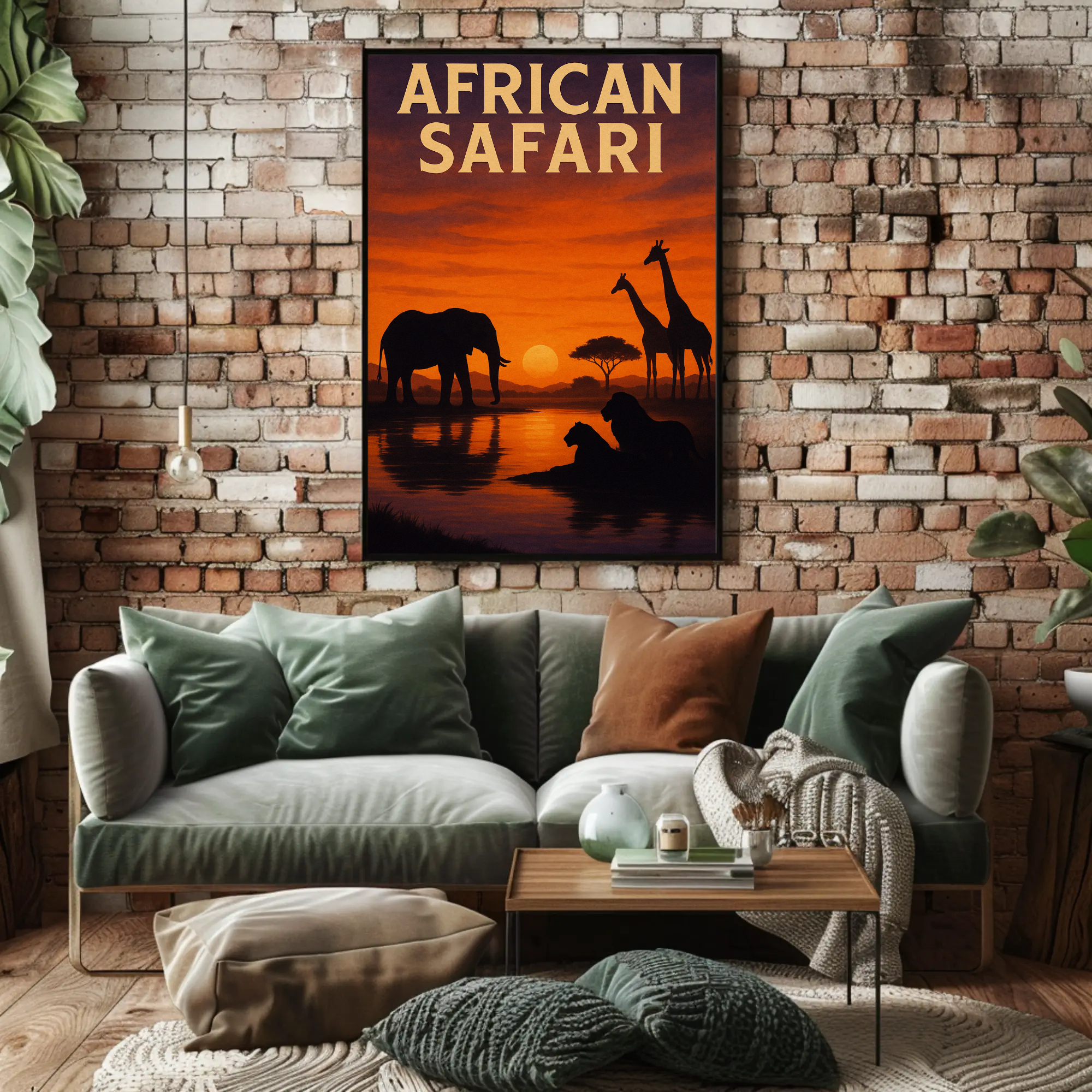 African Safari Sunset Adventure Animal Poster PosterGoat