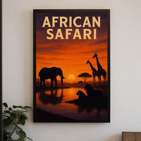 African Safari Sunset Adventure Animal Poster PosterGoat