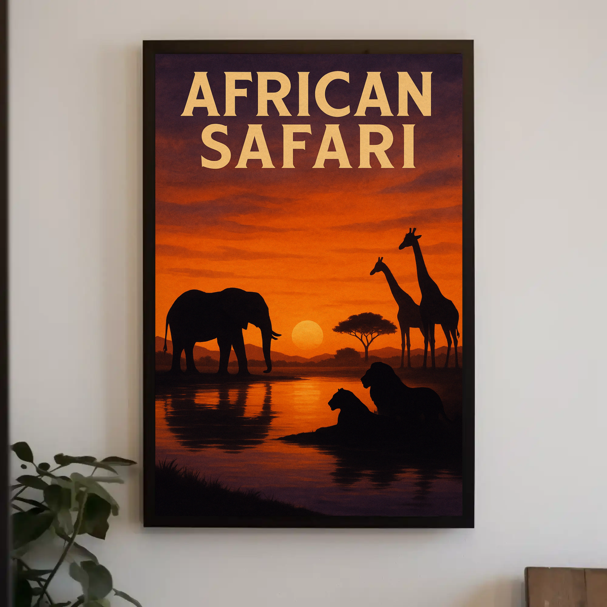 African Safari Sunset Adventure Animal Poster PosterGoat