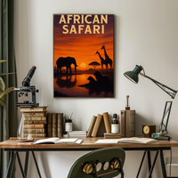 African Safari Sunset Adventure Animal Poster PosterGoat