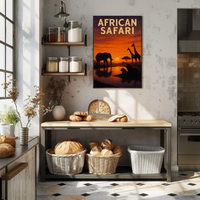African Safari Sunset Adventure Animal Poster PosterGoat