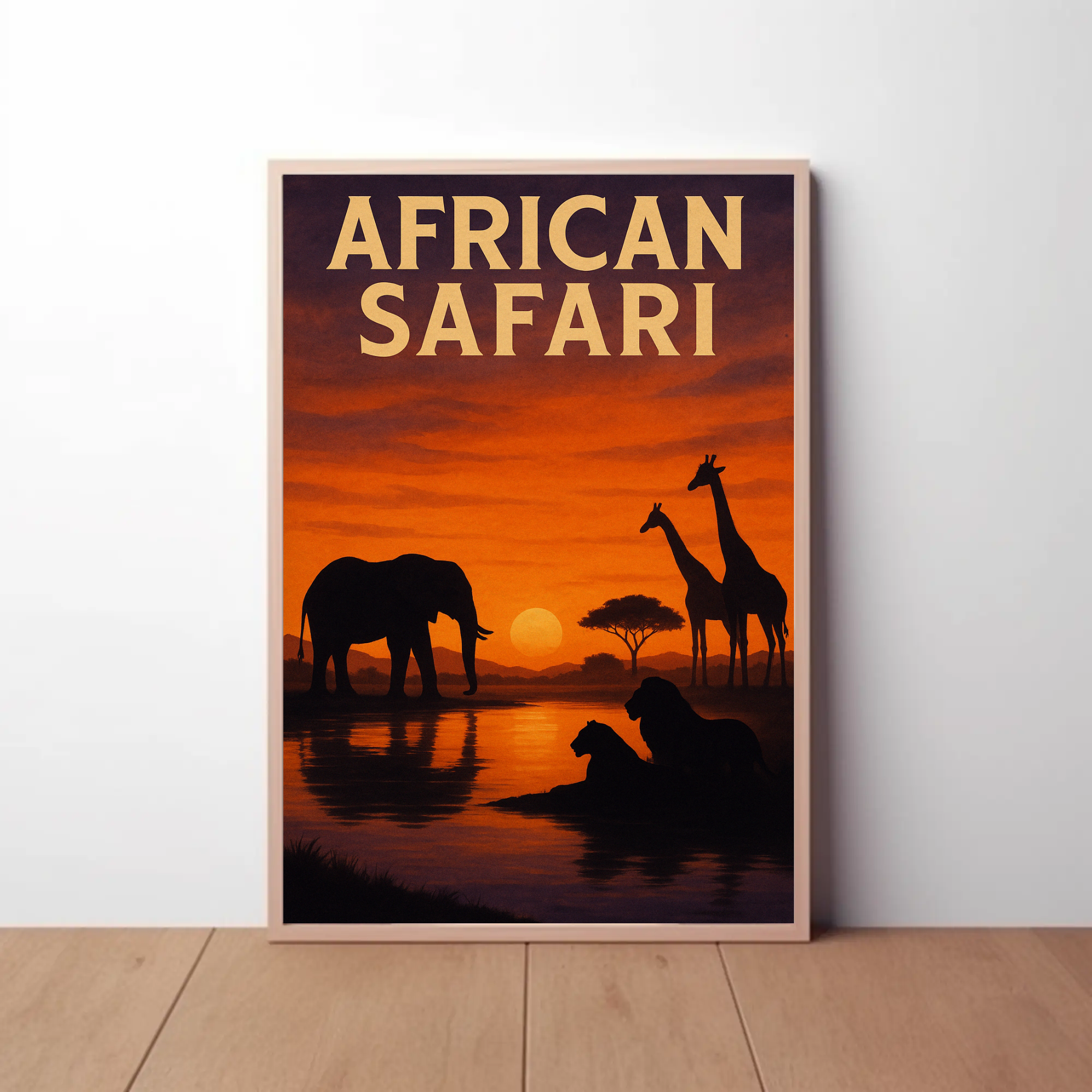 African Safari Sunset Adventure Animal Poster PosterGoat