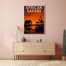 African Safari Sunset Adventure Animal Poster PosterGoat