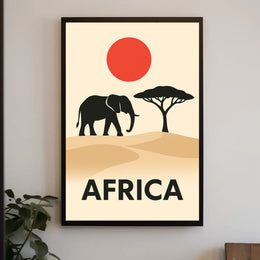 African Savanna Wildlife Artistic Style Cultural Poster PosterGoat