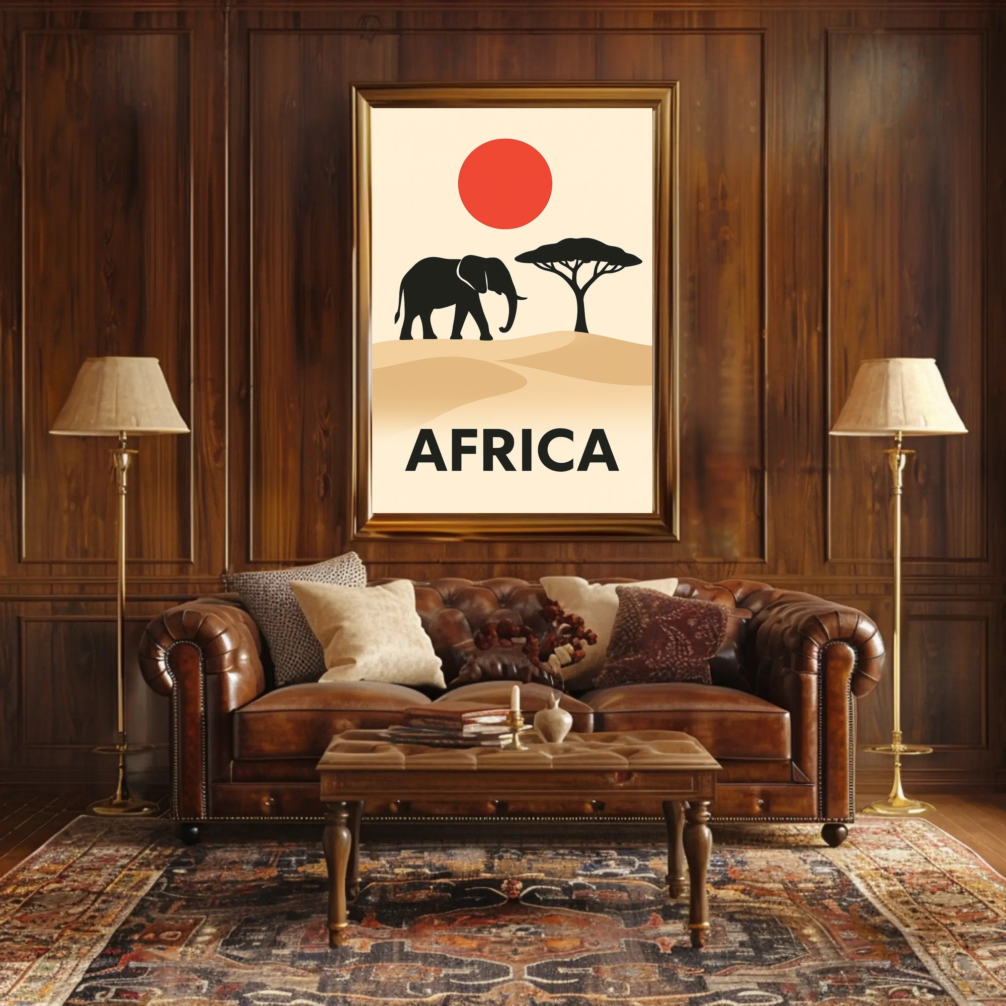 African Savanna Wildlife Artistic Style Cultural Poster PosterGoat
