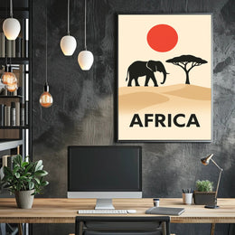African Savanna Wildlife Artistic Style Cultural Poster PosterGoat