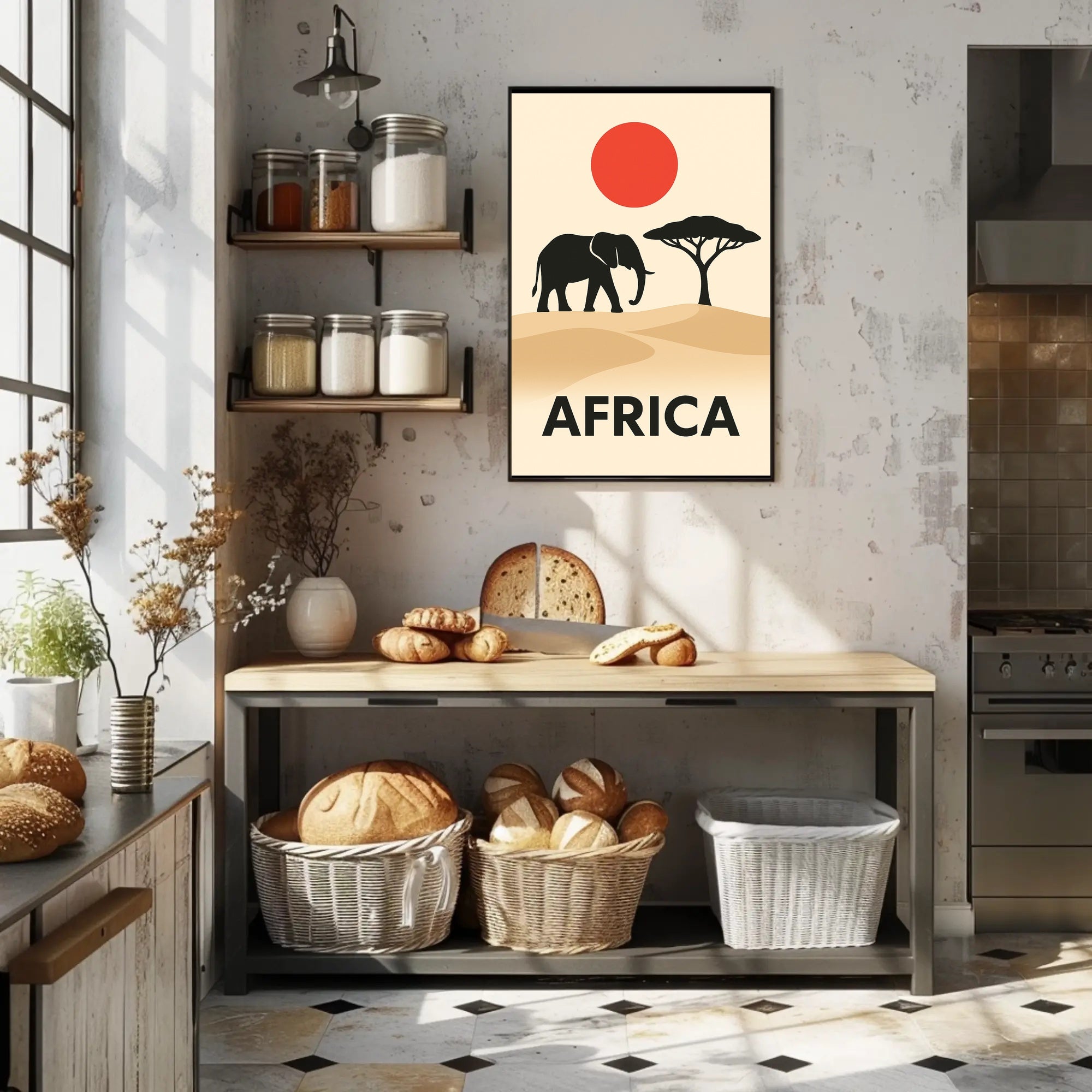 African Savanna Wildlife Artistic Style Cultural Poster PosterGoat