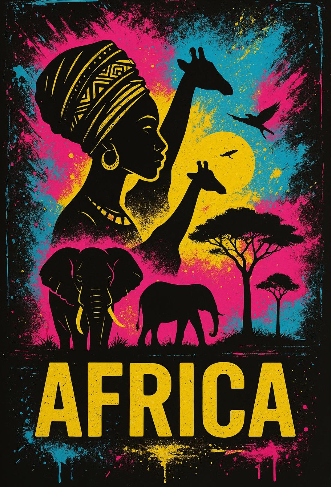 African Wildlife Vibrance Captured in Cultural Heritage Poster PosterGoat