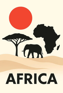 African Wildlife and Landscape Silhouette Cultural Poster PosterGoat