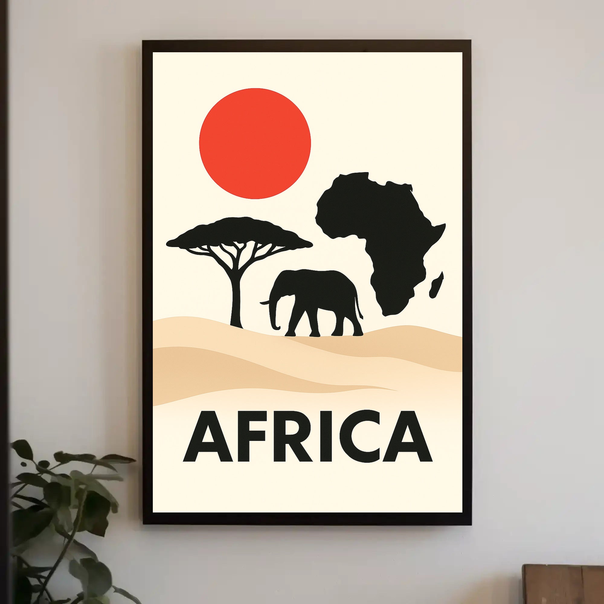 African Wildlife and Landscape Silhouette Cultural Poster PosterGoat