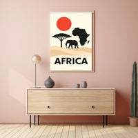 African Wildlife and Landscape Silhouette Cultural Poster PosterGoat