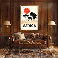 African Wildlife and Landscape Silhouette Cultural Poster PosterGoat