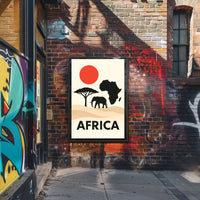 African Wildlife and Landscape Silhouette Cultural Poster PosterGoat