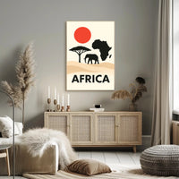 African Wildlife and Landscape Silhouette Cultural Poster PosterGoat