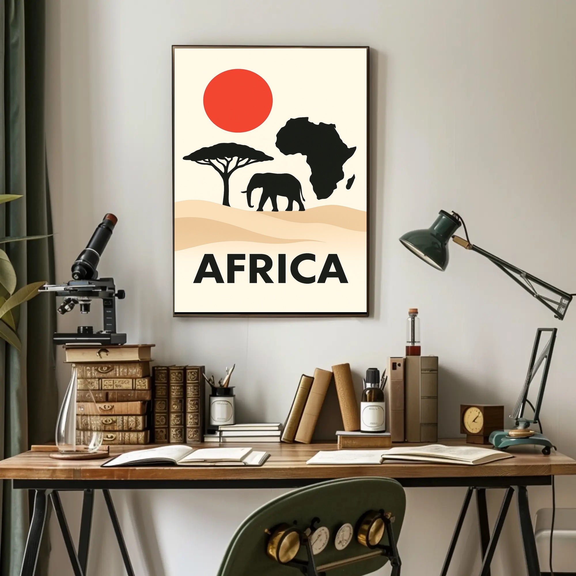 African Wildlife and Landscape Silhouette Cultural Poster PosterGoat