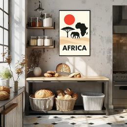 African Wildlife and Landscape Silhouette Cultural Poster PosterGoat