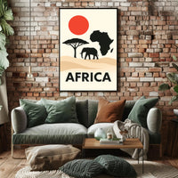 African Wildlife and Landscape Silhouette Cultural Poster PosterGoat