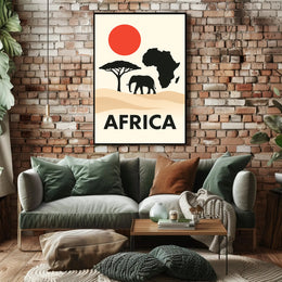 African Wildlife and Landscape Silhouette Cultural Poster PosterGoat